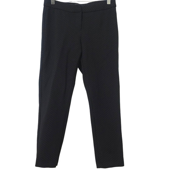 Amanda & Chelsea Ankle Pants Size 6 Black‎ White Slim Stretch Dots Flat Front - Picture 2 of 10